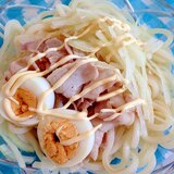 ゆで卵と豚しゃぶの冷やしうどん♡